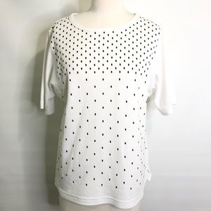 Teddi shirt L white black polka dots EUC